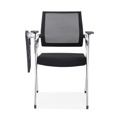 Modern Breathable High-Resilience Foam Mesh Desk Chair - Rectangular Adjustable Armrest & Writing Tablet Arm Foldable Office Chair For Home Office