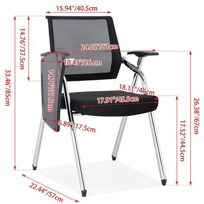 Modern Breathable High-Resilience Foam Mesh Desk Chair - Rectangular Adjustable Armrest & Writing Tablet Arm Foldable Office Chair For Home Office