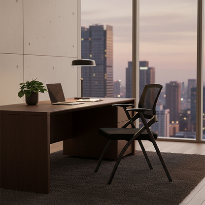 Modern High-Resilience Foam Mesh Desk Chair - Rectangular Cross-Leg Design Foldable Office Chair For Home Office
