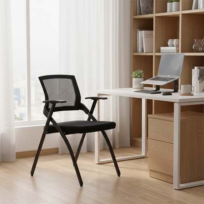 Modern High-Resilience Foam Mesh Desk Chair - Rectangular Cross-Leg Design Foldable Office Chair For Home Office