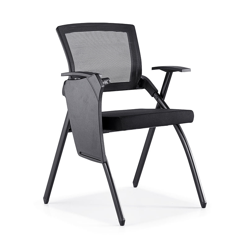 Modern High-Resilience Foam Mesh Desk Chair - Rectangular Cross-Leg Design Foldable Armrest & Writing Tablet Arm Office Chair For Home Office
