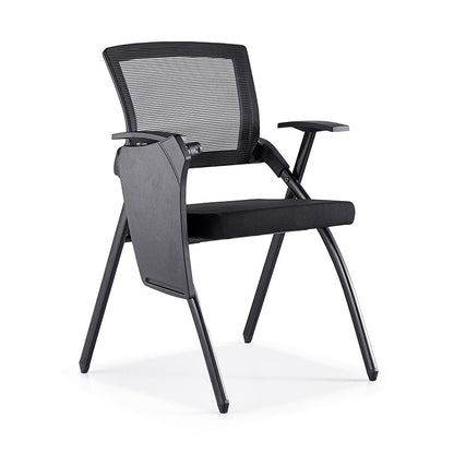 Modern High-Resilience Foam Mesh Desk Chair - Rectangular Cross-Leg Design Foldable Armrest & Writing Tablet Arm Office Chair For Home Office