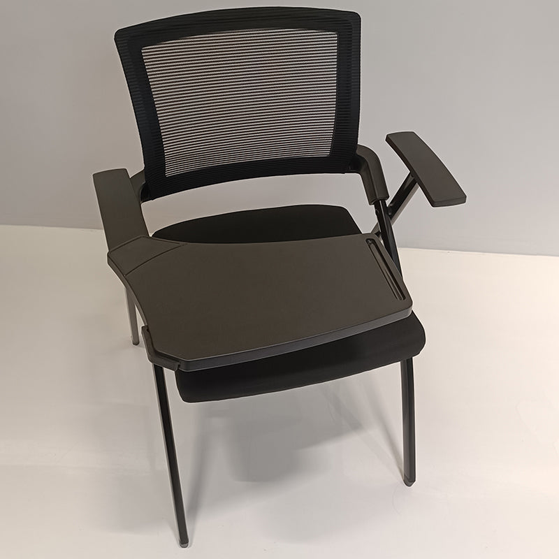 Modern High-Resilience Foam Mesh Desk Chair - Rectangular Cross-Leg Design Foldable Armrest & Writing Tablet Arm Office Chair For Home Office