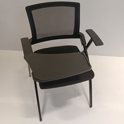 Modern High-Resilience Foam Mesh Desk Chair - Rectangular Cross-Leg Design Foldable Armrest & Writing Tablet Arm Office Chair For Home Office