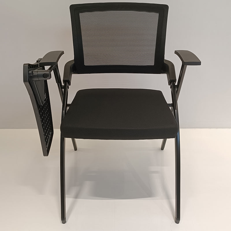 Modern High-Resilience Foam Mesh Desk Chair - Rectangular Cross-Leg Design Foldable Armrest & Writing Tablet Arm Office Chair For Home Office