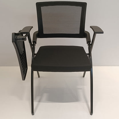 Modern High-Resilience Foam Mesh Desk Chair - Rectangular Cross-Leg Design Foldable Armrest & Writing Tablet Arm Office Chair For Home Office