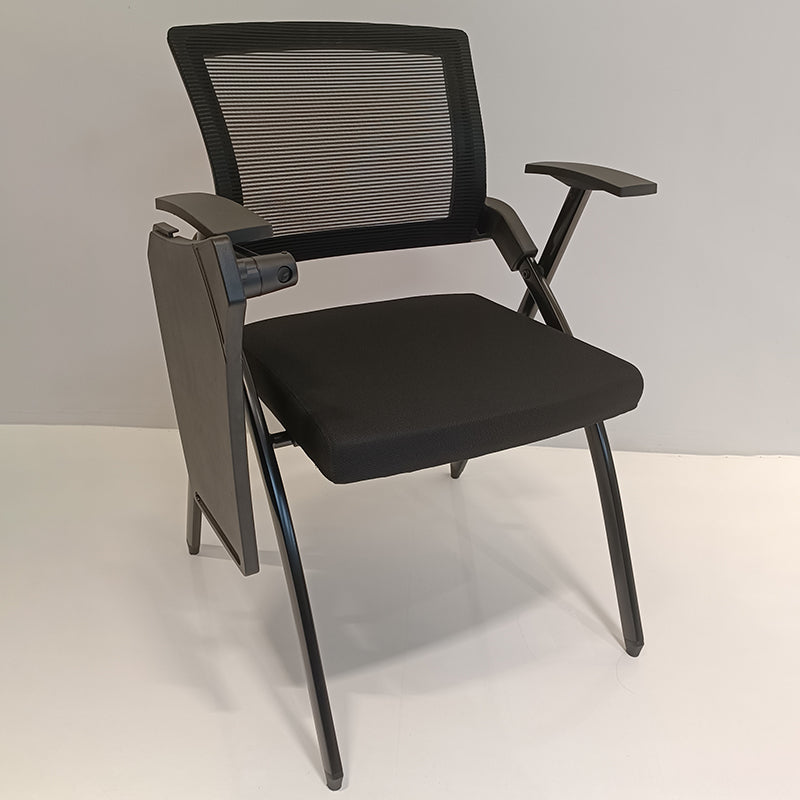 Modern High-Resilience Foam Mesh Desk Chair - Rectangular Cross-Leg Design Foldable Armrest & Writing Tablet Arm Office Chair For Home Office