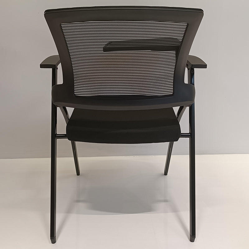 Modern High-Resilience Foam Mesh Desk Chair - Rectangular Cross-Leg Design Foldable Armrest & Writing Tablet Arm Office Chair For Home Office