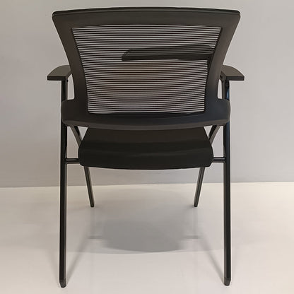 Modern High-Resilience Foam Mesh Desk Chair - Rectangular Cross-Leg Design Foldable Armrest & Writing Tablet Arm Office Chair For Home Office