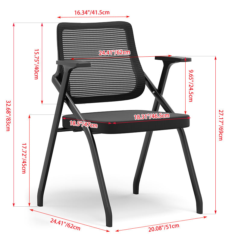 Modern Breathable High-Resilience Foam Mesh Desk Chair - Rectangular Extendable Armrest Foldable Office Chair For Home Office