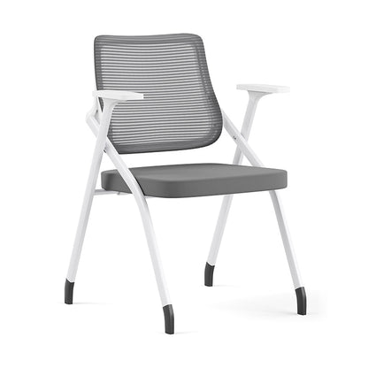 Modern Folding Ergonomic Mesh Desk Chair - Rectangular Stackable Training Chair With Cushioned Seat & Adjustable Armrests Chair For Home Office