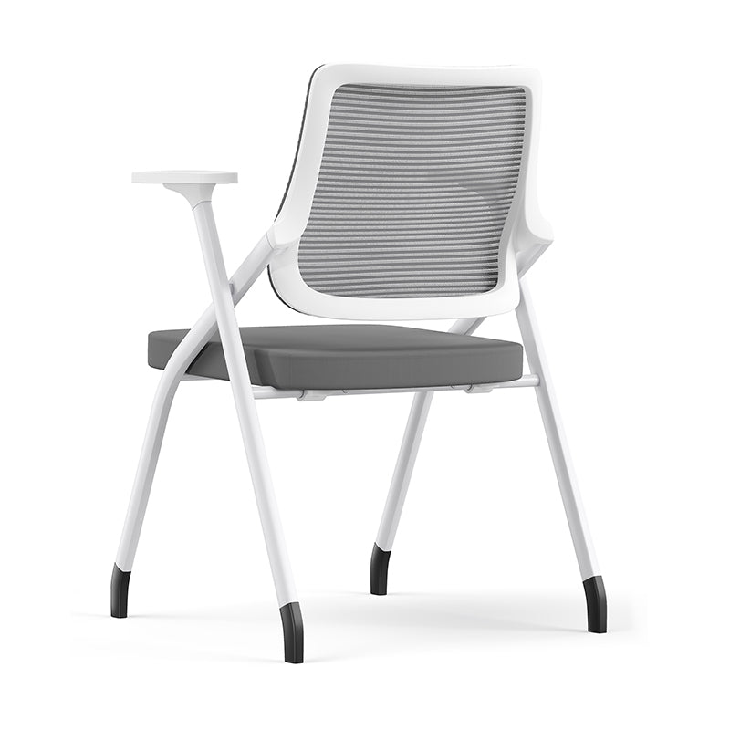 Modern Folding Ergonomic Mesh Desk Chair - Rectangular Stackable Training Chair With Cushioned Seat & Adjustable Armrests Chair For Home Office
