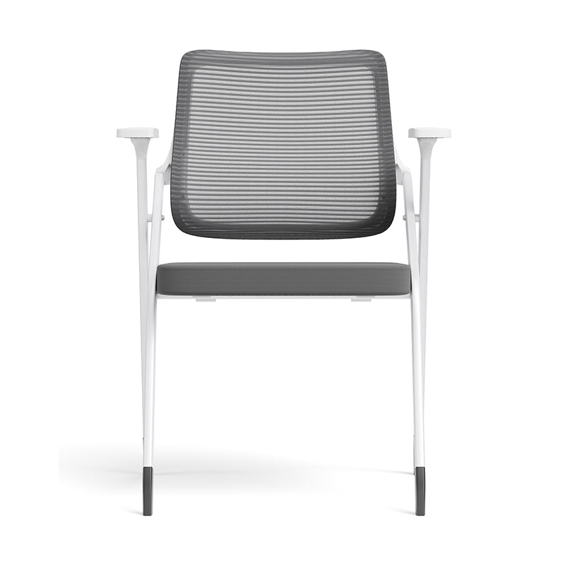 Modern Folding Ergonomic Mesh Desk Chair - Rectangular Stackable Training Chair With Cushioned Seat & Adjustable Armrests Chair For Home Office