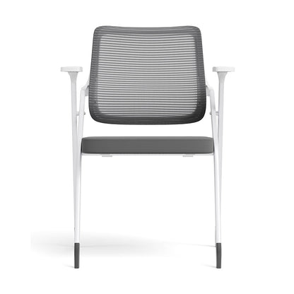 Modern Folding Ergonomic Mesh Desk Chair - Rectangular Stackable Training Chair With Cushioned Seat & Adjustable Armrests Chair For Home Office