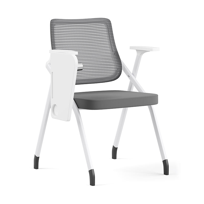 Modern Ergonomic Mesh Desk Chair - Rectangular Folding Training Chair With Flip-Up Writing Tablet For Home Office
