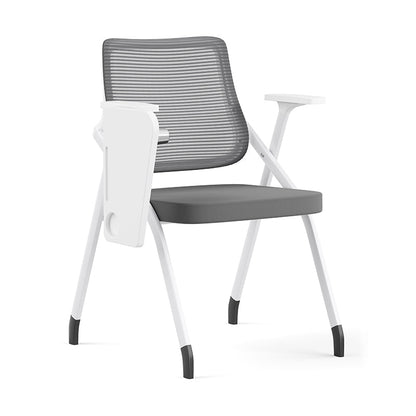 Modern Ergonomic Mesh Desk Chair - Rectangular Folding Training Chair With Flip-Up Writing Tablet For Home Office