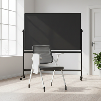 Modern Ergonomic Mesh Desk Chair - Rectangular Folding Training Chair With Flip-Up Writing Tablet For Home Office