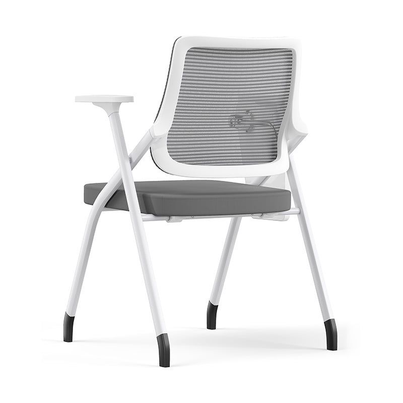 Modern Ergonomic Mesh Desk Chair - Rectangular Folding Training Chair With Flip-Up Writing Tablet For Home Office