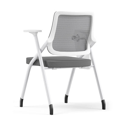 Modern Ergonomic Mesh Desk Chair - Rectangular Folding Training Chair With Flip-Up Writing Tablet For Home Office