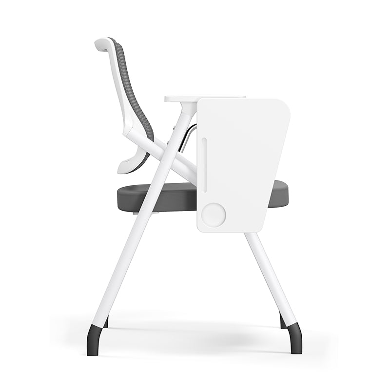 Modern Ergonomic Mesh Desk Chair - Rectangular Folding Training Chair With Flip-Up Writing Tablet For Home Office