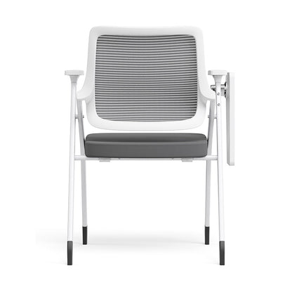 Modern Ergonomic Mesh Desk Chair - Rectangular Folding Training Chair With Flip-Up Writing Tablet For Home Office