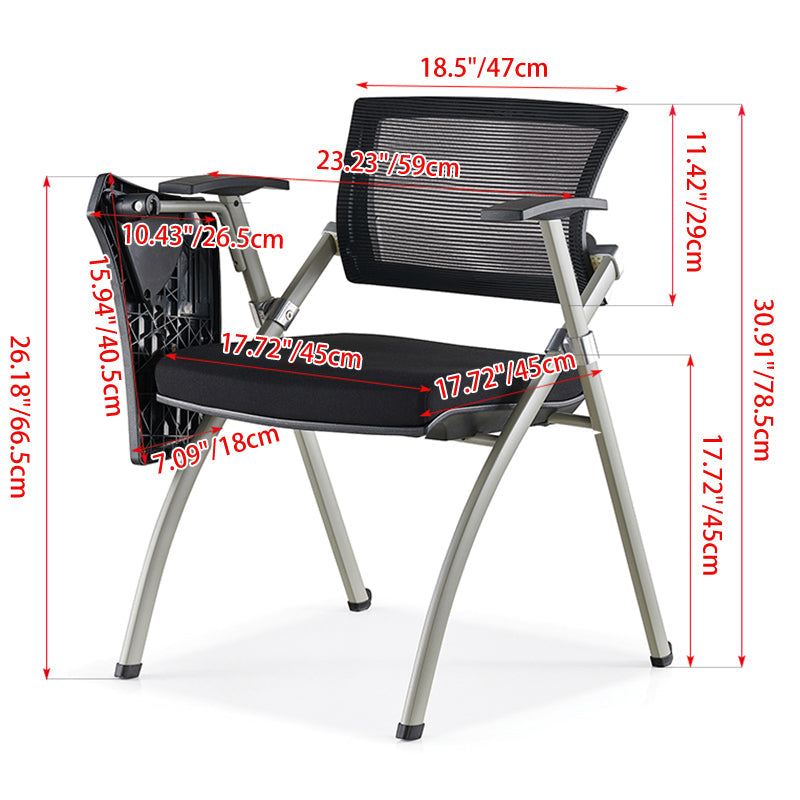 Modern Ergonomic Mesh Office Chair - Rectangular Folding Desk Chair With Optional Writing Tablet For Home Office