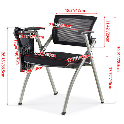 Modern Ergonomic Mesh Office Chair - Rectangular Folding Desk Chair With Optional Writing Tablet For Home Office