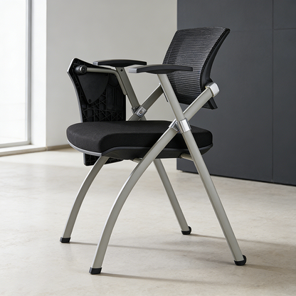 Modern Ergonomic Mesh Office Chair - Rectangular Folding Desk Chair With Optional Writing Tablet For Home Office