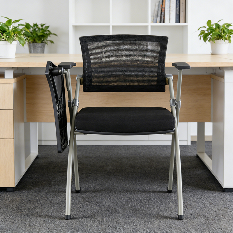 Modern Ergonomic Mesh Office Chair - Rectangular Folding Desk Chair With Optional Writing Tablet For Home Office