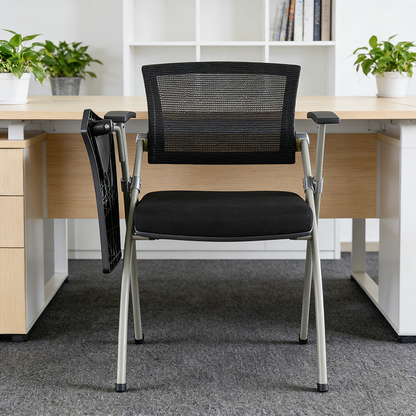 Modern Ergonomic Mesh Office Chair - Rectangular Folding Desk Chair With Optional Writing Tablet For Home Office