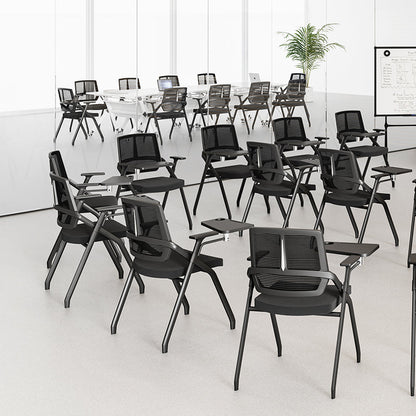 Modern Ergonomic Folding Training Chair With 180° Tablet Arm - Rectangular Nesting Desk Chair With Flip-up Seat & Breathable Mesh Back For Home Office