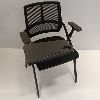 Modern Ergonomic Folding Training Chair With 180° Tablet Arm - Rectangular Nesting Desk Chair With Flip-up Seat & Breathable Mesh Back For Home Office