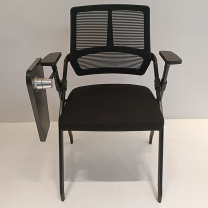 Modern Ergonomic Folding Training Chair With 180° Tablet Arm - Rectangular Nesting Desk Chair With Flip-up Seat & Breathable Mesh Back For Home Office