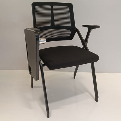 Modern Ergonomic Folding Training Chair With 180° Tablet Arm - Rectangular Nesting Desk Chair With Flip-up Seat & Breathable Mesh Back For Home Office