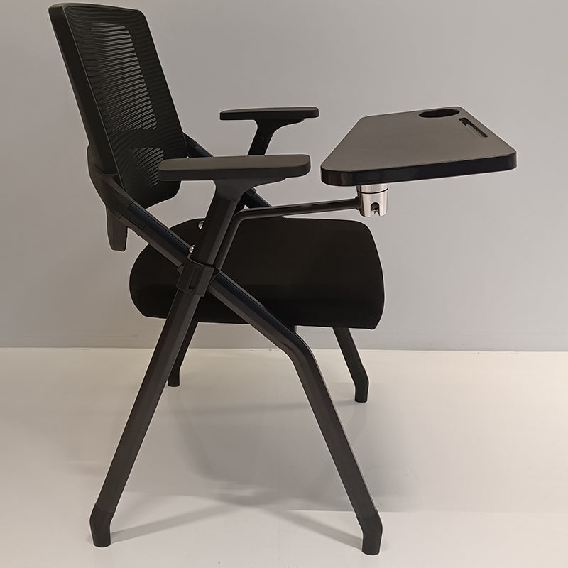 Modern Ergonomic Folding Training Chair With 180° Tablet Arm - Rectangular Nesting Desk Chair With Flip-up Seat & Breathable Mesh Back For Home Office