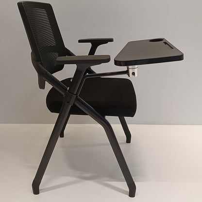 Modern Ergonomic Folding Training Chair With 180° Tablet Arm - Rectangular Nesting Desk Chair With Flip-up Seat & Breathable Mesh Back For Home Office