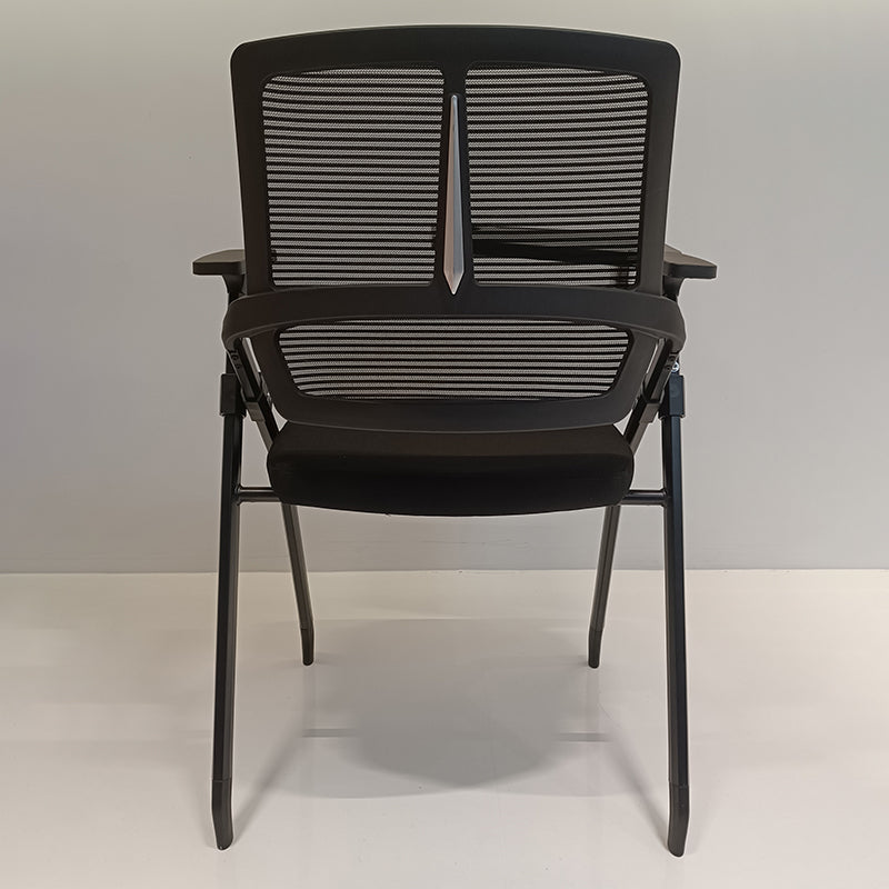 Modern Ergonomic Folding Training Chair With 180° Tablet Arm - Rectangular Nesting Desk Chair With Flip-up Seat & Breathable Mesh Back For Home Office