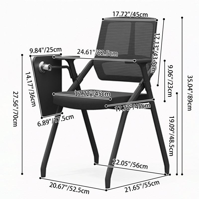 Modern Ergonomic Folding Training Chair With 180° Tablet Arm - Rectangular Nesting Desk Chair With Flip-up Seat & Breathable Mesh Back For Home Office