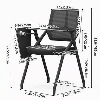 Modern Ergonomic Folding Training Chair With 180° Tablet Arm - Rectangular Nesting Desk Chair With Flip-up Seat & Breathable Mesh Back For Home Office