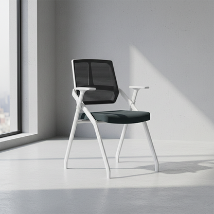 Modern Ergonomic Folding Office Chair - Rectangular Nesting Desk Chair With Flip-up Seat & 2D Armrests For Home Office