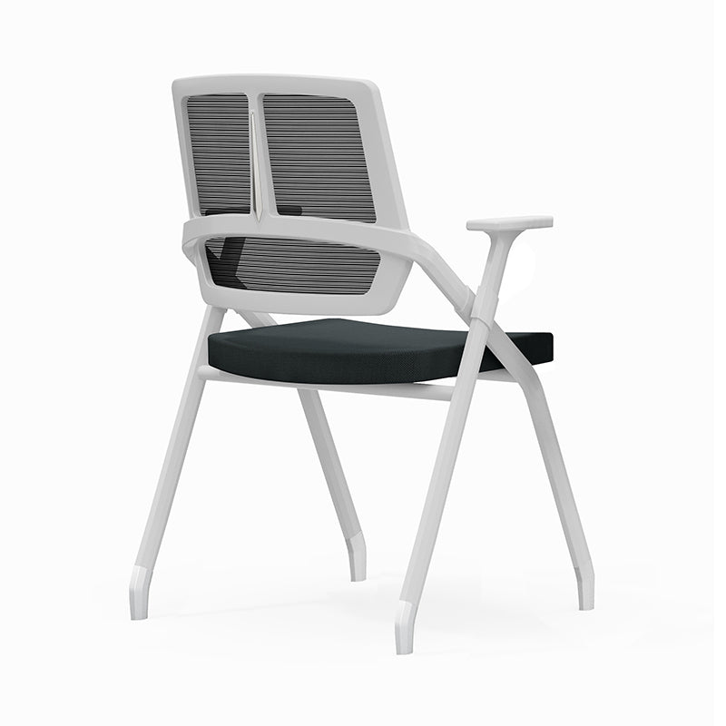 Modern Ergonomic Folding Office Chair - Rectangular Nesting Desk Chair With Flip-up Seat & 2D Armrests For Home Office