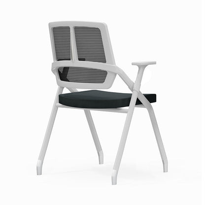 Modern Ergonomic Folding Office Chair - Rectangular Nesting Desk Chair With Flip-up Seat & 2D Armrests For Home Office