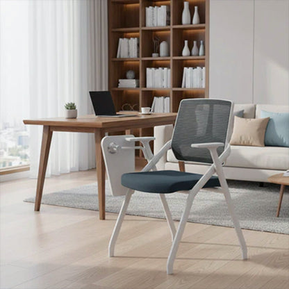 Modern Professional Ergonomic Space-Saving Mesh Office Chair - Rectangle Training Chair With Foldable Writing Tablet For Home Office
