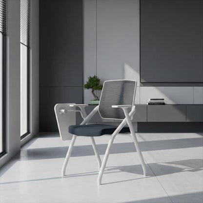 Modern Professional Ergonomic Space-Saving Mesh Office Chair - Rectangle Training Chair With Foldable Writing Tablet For Home Office