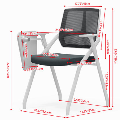Modern Professional Ergonomic Space-Saving Mesh Office Chair - Rectangle Training Chair With Foldable Writing Tablet For Home Office