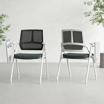 Modern Professional Ergonomic Space-Saving Mesh Office Chair - Rectangle Training Chair With Foldable Writing Tablet For Home Office