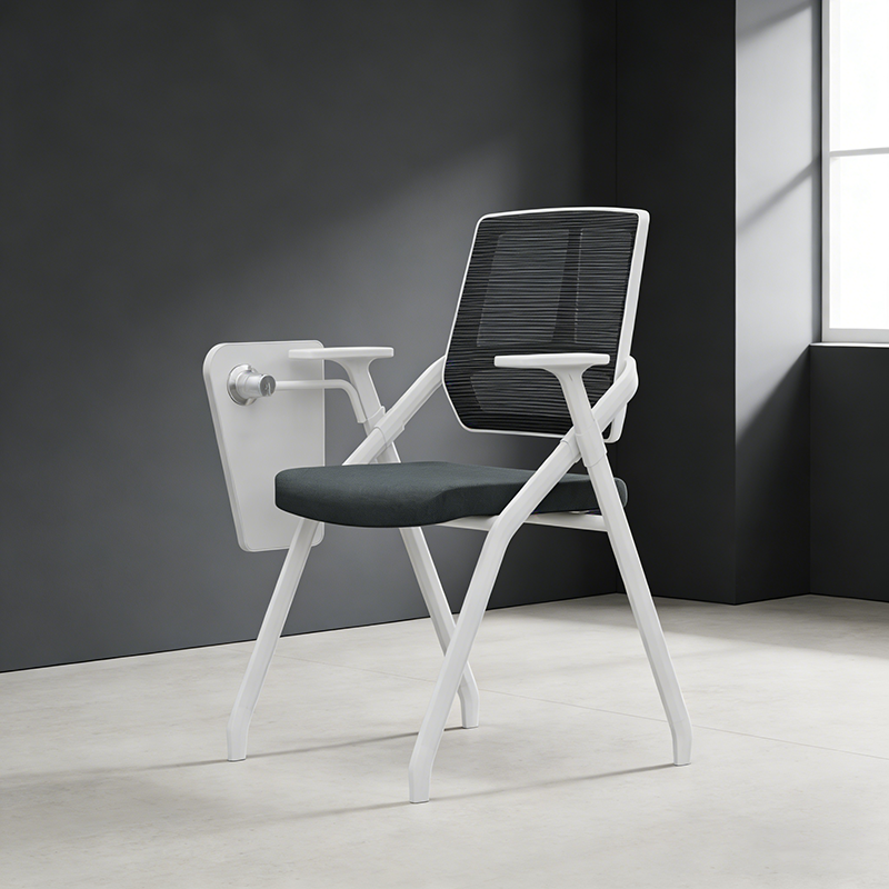 Modern Professional Ergonomic Space-Saving Mesh Office Chair - Rectangle Training Chair With Foldable Writing Tablet For Home Office