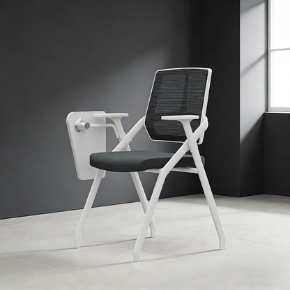 Modern Professional Ergonomic Space-Saving Mesh Office Chair - Rectangle Training Chair With Foldable Writing Tablet For Home Office