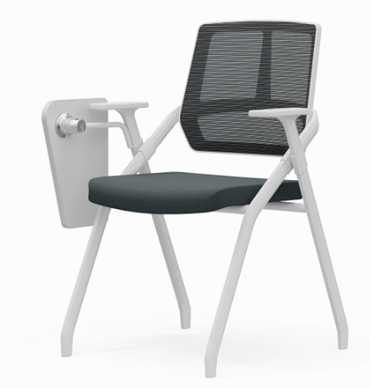 Modern Professional Ergonomic Space-Saving Mesh Office Chair - Rectangle Training Chair With Foldable Writing Tablet For Home Office
