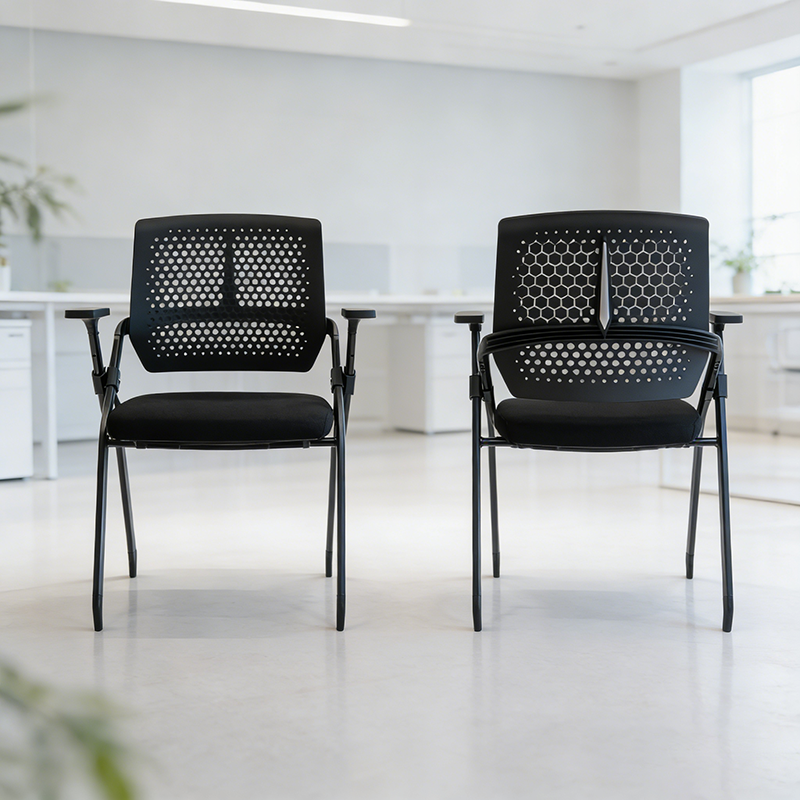 Modern Professional Ergonomic Training Chair - Rectangle Foldable Desk Chair With High-Density Cushion For Home Office
